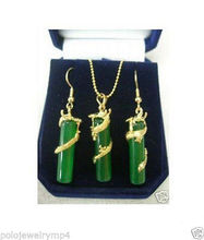 Wholesale price 16new ^^^^Jewelr Green stone dragon necklace pendant earring sets 2024 - buy cheap
