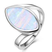 Boho Male Female Blue White Fire Opal Ring Silver Color Wedding Jewelry Promise Big Stone Engagement Rings For Women 2024 - buy cheap