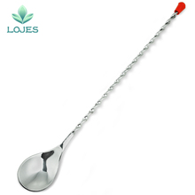 273mm Stainless Steel Plastic Tail Bar Spoon Mixing Cocktail Spoon Spiral Pattern Wine Stir Bar Accessories Bar Tools 2024 - buy cheap