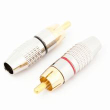 Conector RCA chapado en oro, adaptador de enchufe macho, Conector de cable de vídeo/Audio, 20 unids/lote 2024 - compra barato