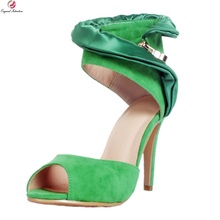 Original Intention Elegant Women Sandal Peep Toe Thin High Heels Sandals Stylish Green Summer Shoes Woman Plus Size 4-15 2024 - buy cheap