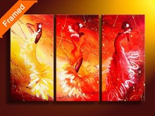 Colorful beautiful dressed girl oil painting 3 panels canvas art for friends high quality oil painting on canvas reproduction 2024 - buy cheap