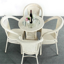 set of 5pcs Patio Rattan Furniture Set Outdoor Backyard Dining Table and 4 Chairs 2024 - buy cheap