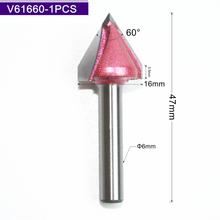 6mm*16mm*60Degree,1pcs,Free shipping CNC Engraving Woodworking Milling Cutter,Tungsten Solid carbide End Mill,3D V Router Bit 2024 - buy cheap