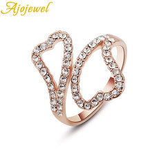 Ajojewel, высокое качество, кольцо с двойным сердцем, для женщин, новый подарок на помолвку, цвет розовое золото 2024 - купить недорого