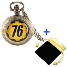 Кварцевые карманные часы ретро Fallout 76 Мощность Броня игры тема часы бронзовая подвеска Цепочки и ожерелья цепь с мешком подарков для детей подарки 2024 - купить недорого