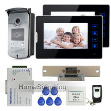 New 7" Touch Screen Video Door Phone Intercom Kit + 1 RFID Access Camera + 2 Monitors + Electric Strike Door Lock  Free Shipping 2024 - buy cheap