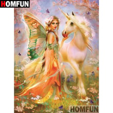 HOMFUN 5D DIY Diamond Painting Full Square/Round Drill "Butterfly girl" 3D Embroidery Cross Stitch gift Home Decor A02708 2024 - buy cheap