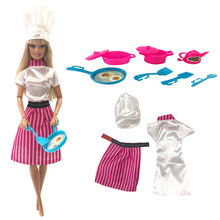 NK-Conjunto de vestido de Chef para muñeca Barbie, suministros de cocina, disfraz de juego de rol, accesorios para muñecas, juguete para niños GX 006A 2024 - compra barato