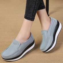 2022 spring round toe women platform shoes ladies suede leather flat shoes woman slip-on women casual shoes moccasins creepers 2024 - buy cheap