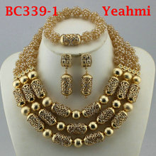 Conjunto de joias de luxo, estilo africano, com pérolas e colar de destaque, estilo dubai, frete grátis 2024 - compre barato