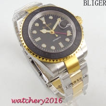 40mm Bliger Sapphire glass Date adjust Bracelet clasp black dial Rotating ceramic Bezel GMT Automatic Movement Men's Wristwatch 2024 - buy cheap