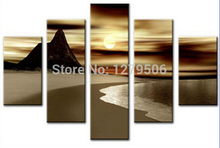 Handmade 5 piece landscape oil paintings on canvas wall art beautiful scenery sunset beach pictures for living room home decor 2024 - buy cheap