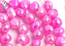 Perla auténtica de una hebra, 6-7mm, Perla Rosa profunda, Perla plana barroca Natural de agua dulce, cuentas sueltas de 35cm / 15 pulgadas 2024 - compra barato