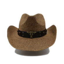 Women Men Hollow Straw Western Cowboy Hat 2024 - buy cheap