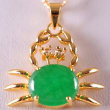 New Free Shipping Fashion Jewelry 21X24MM Crab Natural Green Jad Pendant with Chain 18inches K277 2024 - buy cheap