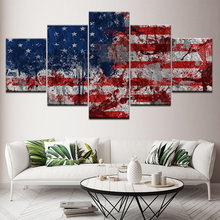 Pintura em tela arte para parede, poster modular hd impresso, 5 painéis, bandeira americana, quarto, sala de estar, imagens, decoração da casa, quadro moderno 2024 - compre barato