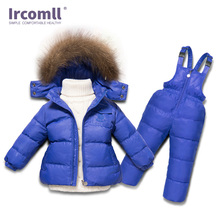 Ircomll Russia Winter Boys Girls Clothing Set Infant White Duck Down Coat+Overalls 2PC Children Snow Wear Windproof Ski Suit 2024 - buy cheap