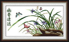 Orchids and butterflies cross stitch kit flower 18ct 14ct 11ct count printed canvas stitching embroidery DIY handmade needlework 2024 - buy cheap