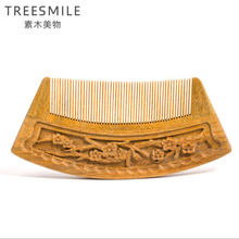 TREESMILE 1PC sandalwood comb anti-static hand-carved green sandalwood plum comb natural wooden hair brush styling tools D50 2024 - buy cheap