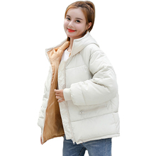 Korean Style 2021 Winter Jacket Parkas Women Hooded Cotton Padded Oversived Female Winter Coat Outwear Fashion Short Warm Parka 2024 - buy cheap
