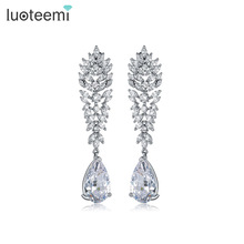 LUOTEEMI  Big Flower Tiny CZ Crystal Drop Earrings Fashion Jewelry Elegant Waterdrop Pendant Brincos for Women Bridal Wedding 2024 - buy cheap