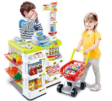 Conjunto de carrinho caixa registradora vermelha para supermercado, brinquedos clássicos de imitação de caixa registradora para presente de natal 2024 - compre barato