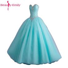 Beauty-Emily Long Ball Gown Blue Wedding Dresses 2017 Sweetheart Princess Girl Dresses Sweetheart Sleeveless Lace Up Bridal Gown 2024 - buy cheap