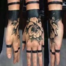 Pegatina de tatuaje temporal a prueba de agua, diferente encanto, rosa, negro, anillos de tatuajes, tatuaje flash, tatuajes falsos para hombres y mujeres 2024 - compra barato