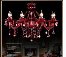 Candelabro De Cristal rojo K9, moderno, Lustre De Cristal, LED, ca, Villa, luz roja, envío gratis 2024 - compra barato