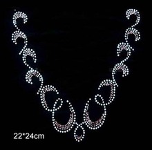 2pc/lot hot fix rhinestones patches iron on transfers designs  rhinestone applique for neckline 2024 - buy cheap