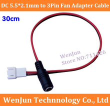 Free Shipping 30cm DC 5.5*2.1mm to 3Pin PWM fan Adapter Cable  high quality 2024 - buy cheap