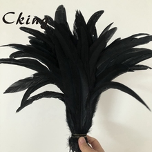Free shipping 100pcs Black Rooster coque Tail Feather 35-40cm 14-16 inches natural&real Chicken Feather Cock Tail Feather craft 2024 - buy cheap