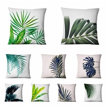Fronha com estampa de folha de palmeira tropical, folhas verdes, almofadas decorativas, decoração de casa, sofá, travesseiro, 45*45cm 2024 - compre barato