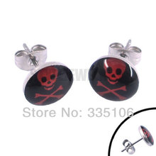 Free Shipping! Enamel Skull Earrings Stainless Steel Jewelry Fashion Motor Earring Studs SJE370037 2024 - buy cheap