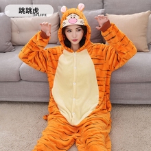 Adults Animal Kigurumi Tiger Pajamas Sets Sleepwear Cosplay Zipper Onesie Hooded Women Men Winter Unisex Cartoon Pajamas 2024 - buy cheap