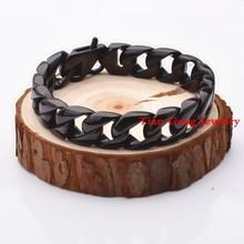 Mens Chain Boys Cuban Curb Link Bracelet Fashion New Hot 316L Stainless Steel Bracelet Black Tone Wholesale Jewelry 2024 - buy cheap