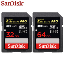 SanDisk-tarjeta SD Extreme PRO Original, de alta velocidad, 64GB, 32GB, U3, Clase 10, UHS-II, 300 MB/s 2024 - compra barato