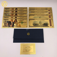 10 unids/lote billete dorado Donald Trump y la primera dama Melania Metal dorado plateado papel dinero para regalos de navidad 2024 - compra barato