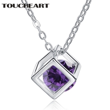 TOUCHEART Purple Crystals Square Choker Necklaces&Pendants For Women Rhinestone Charm Jewelry Cubic Zirconia Necklace SNE190075 2024 - compre barato