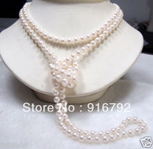 free shipping >>>>> Genuine!7-8mm White Akoya Cultured Pearl Necklace 50'' AAA 2024 - buy cheap