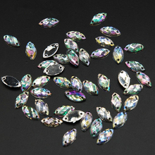 100pcs Marquise Clear ab Crystal Silver Base Sew On Rhinestones Beads Sewing On Horse Eye Stones Two Holes Arts 2024 - buy cheap