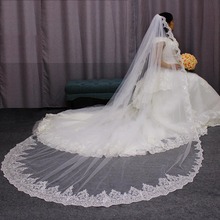 High Quality Brilliant Sequins Lace Long Wedding Veil 3 M One Layer Cathedral Bridal Veil New Wedding Accessories 2024 - buy cheap