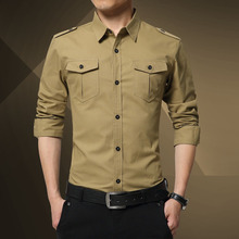 2019 Camisas Dos Homens Novos do Outono de Manga Comprida Camisa De Vestido Dos Homens de Carga de Algodão Casuais Homem Tático Militar Camisas Tamanho Grande 4XL 2024 - compre barato