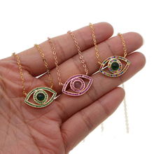 Gold Color Rainbow Green Pink Red Colorful Evil Eye Link Chain 3 Colors Lucky Turkish Bohemia Pendant For Women Fashion Necklace 2024 - buy cheap