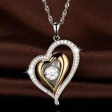 Everoyal Top Quality 925 Sterling Silver Necklace For Women Jewelry Vintage Crystal Heart Gold Pendant Necklace Girl Accessories 2024 - buy cheap