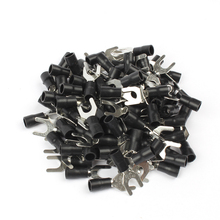 50PCS SV3.5-6 Black Cable Wire Insulated Wiring Terminals Insulating Sleeve Furcate Terminals Cable Lug Connector 2024 - buy cheap