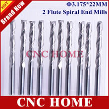 10Pcs 3.175*22mm 2 Flutes Carbide Endmill, Spiral Milling Cutter, CNC Wood Router Bits, Cutting Tools for CNC Machine Engraving 2024 - buy cheap