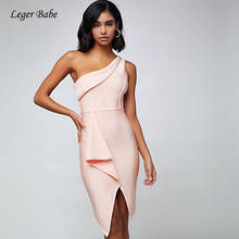 2020 New Arrivals Women Dress One Shoulder Elegant Pink Split Bandage Dresses Bodycon Draped Cocktail Party Vestidos 2024 - buy cheap