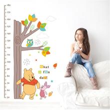 Crianças medição de altura gráfico crescimento árvore winnie o pooh coruja adesivos parede sala estar quarto dos miúdos decoração casa mural decalque 2024 - compre barato